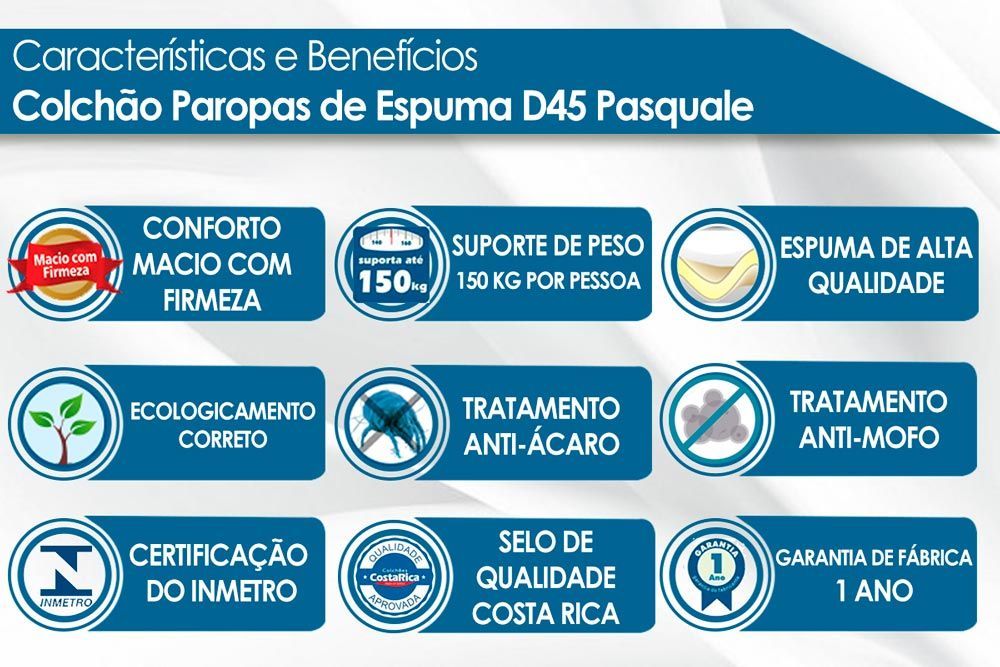 Cama Box Baú CRC +Colchão D45 Pasquale Paropas