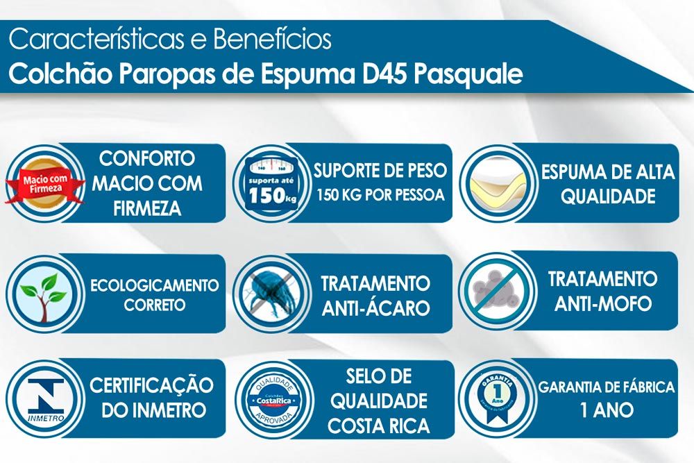Cama Box Baú CRC +Colchão D45 Pasquale Paropas