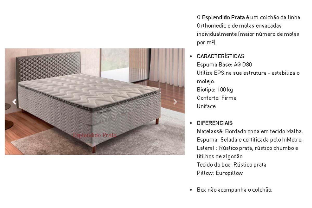 Cama Box Baú CRC +Colchão Molas Esplêndido Paropas