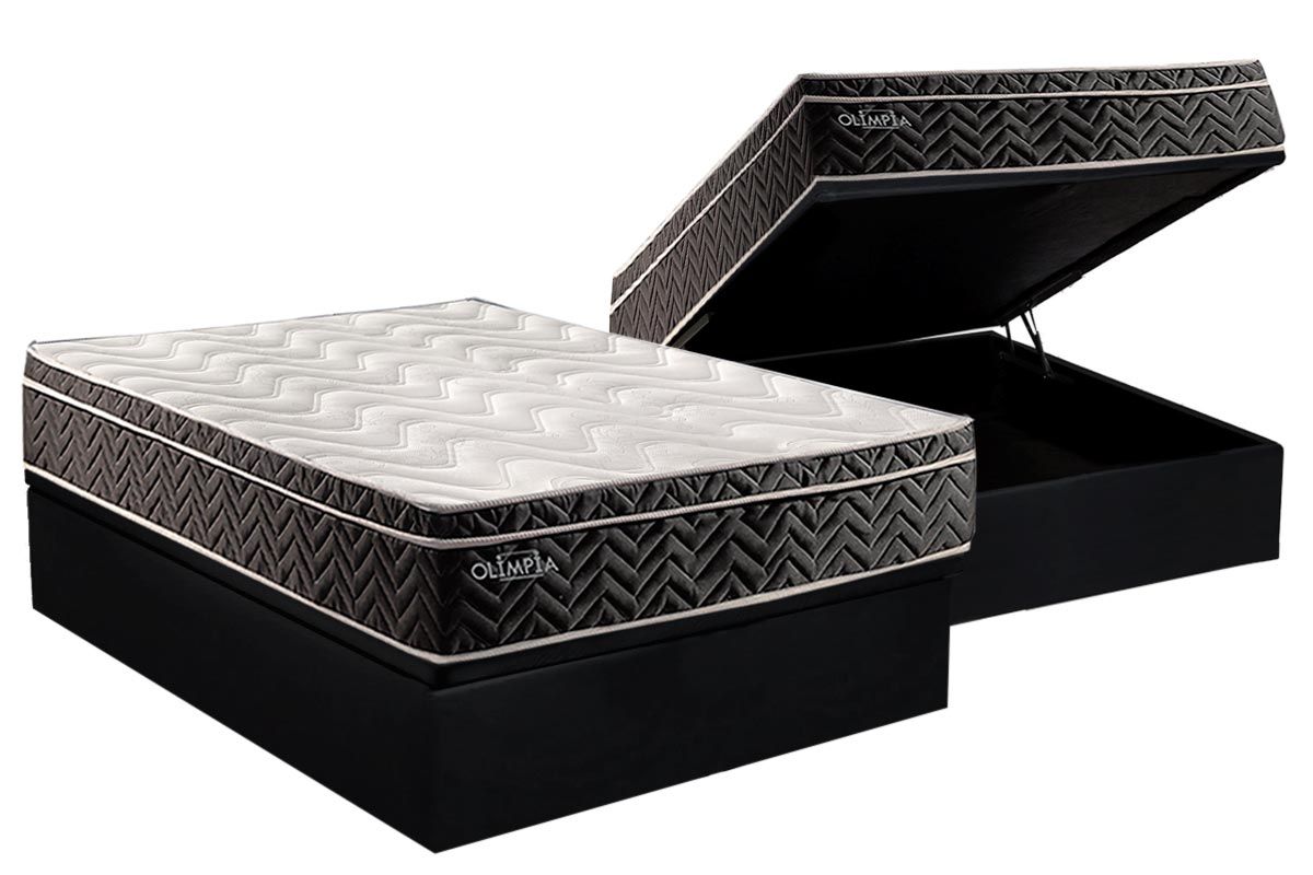 Cama Box Baú CRC +Colchão Molas Olímpia Paropas