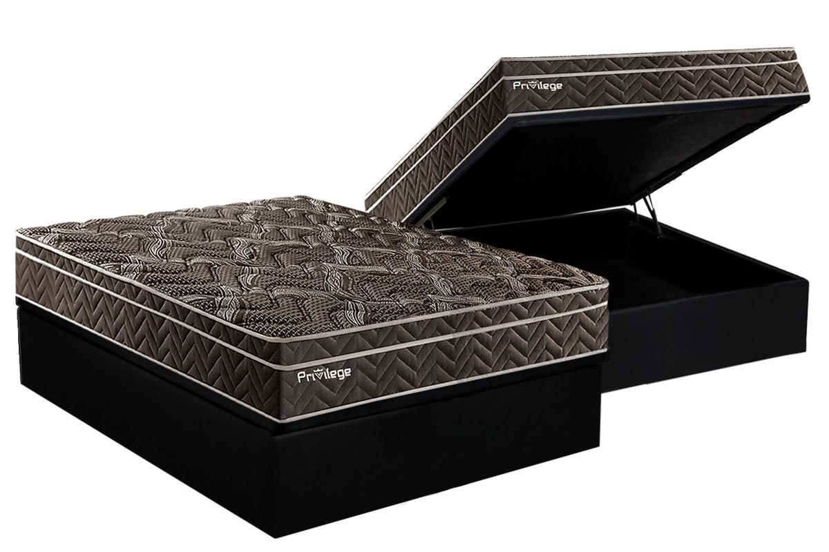 Cama Box Baú CRC +Colchão Molas Privilege Paropas