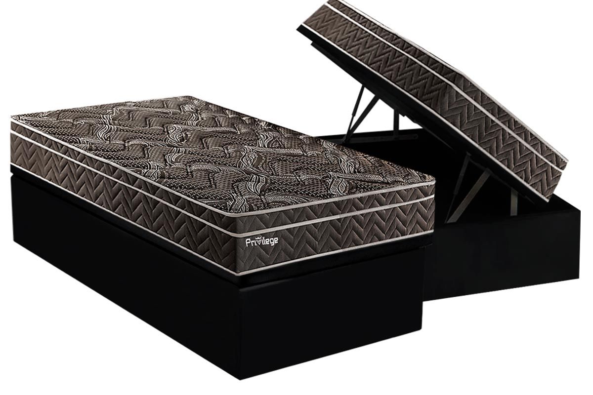 Cama Box Baú CRC +Colchão Molas Privilege Paropas