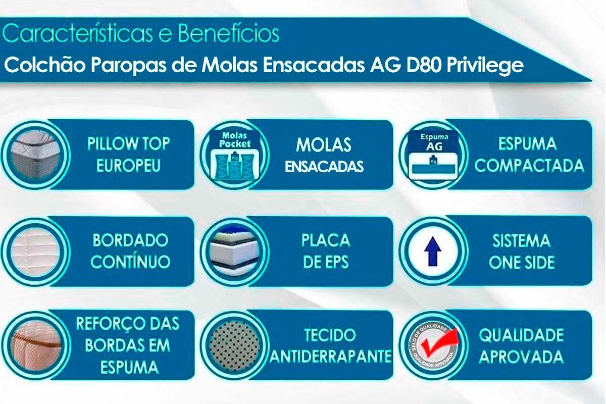 Cama Box Baú CRC +Colchão Molas Privilege Paropas