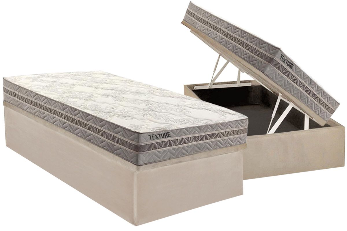 Cama Box Baú CRC +Colchão Molas Texture Paropas