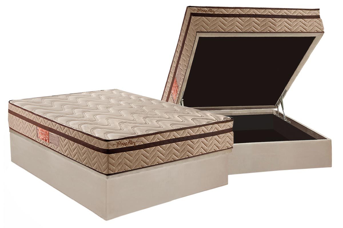 Cama Box Baú CRC +Colchão Molas Marcelly Paropas