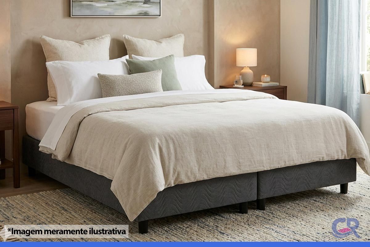 Cama Box Filhão Suede Gray