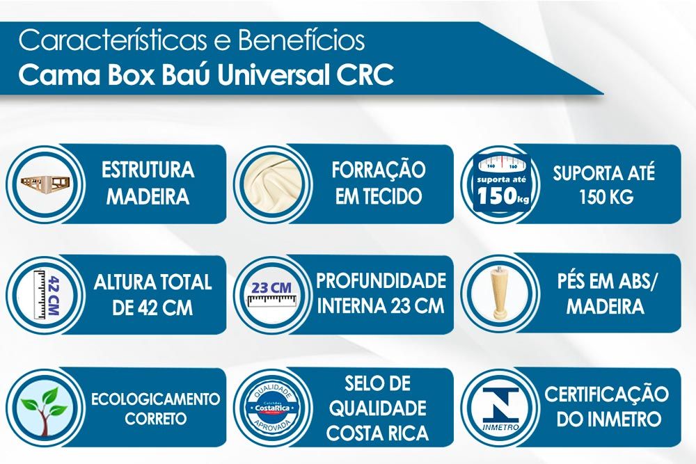 Cama Box Baú Universal CRC MON Camurça Cinza