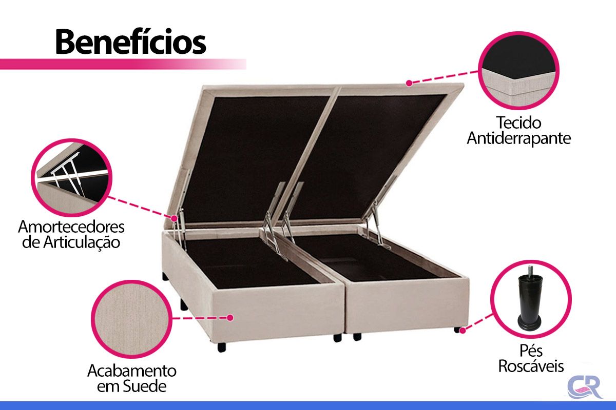 Cama Box Baú Filhão Suede Clean