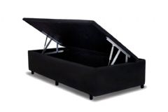 Cama Box Baú Universal CRC Nobuck Camurça Black - Cama Box Solteiro - 0,88x1,88x0,35 - Sem Colchão 