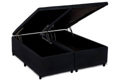 Cama Box Baú Filhão Suede Black - King - 186x198x35