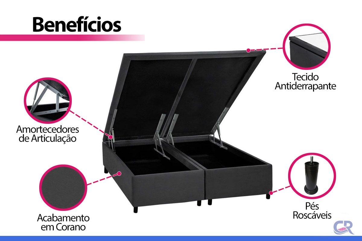 Cama Box Baú Filhão Corano Gray
