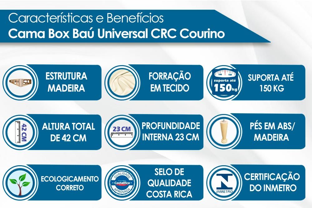 Cama Box Baú Universal Courano Linhão Black - Filhão