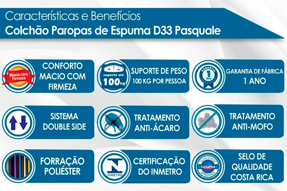 Cama Box CRC +Colchão Espuma D33 Pasquale Paropas