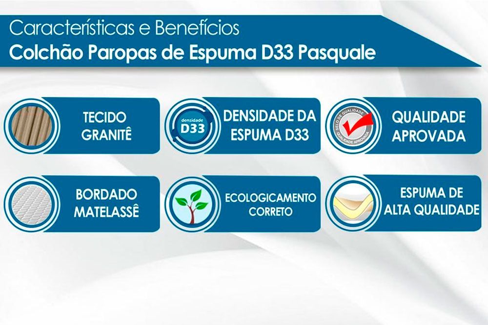 Cama Box CRC +Colchão Espuma D33 Pasquale Paropas