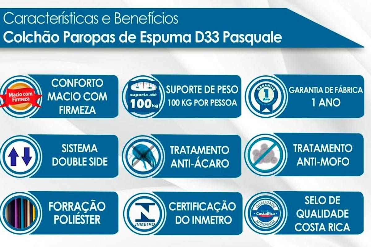 Cama Box Baú CRC +Colchão D33 Pasquale Paropas