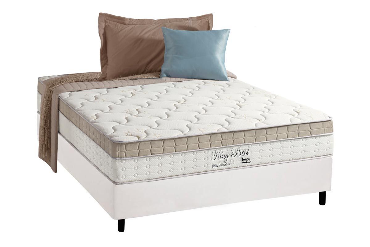 Cama Box CRC +Colchão Molas King Best Anjos