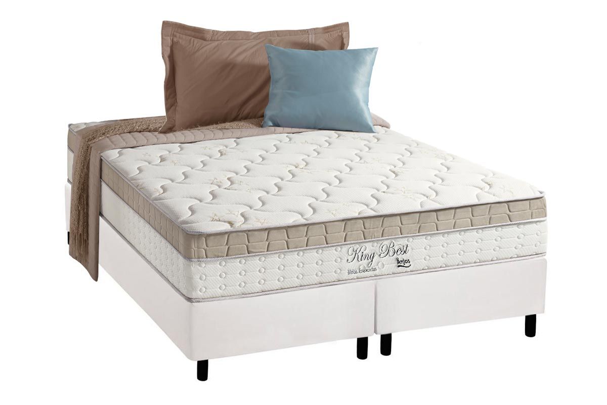 Cama Box CRC +Colchão Molas King Best Anjos