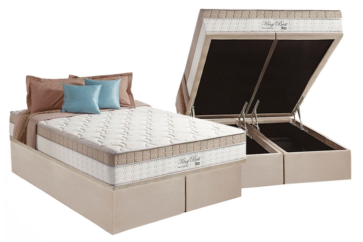 Cama Box Baú CRC +Colchão Molas King Best Anjos