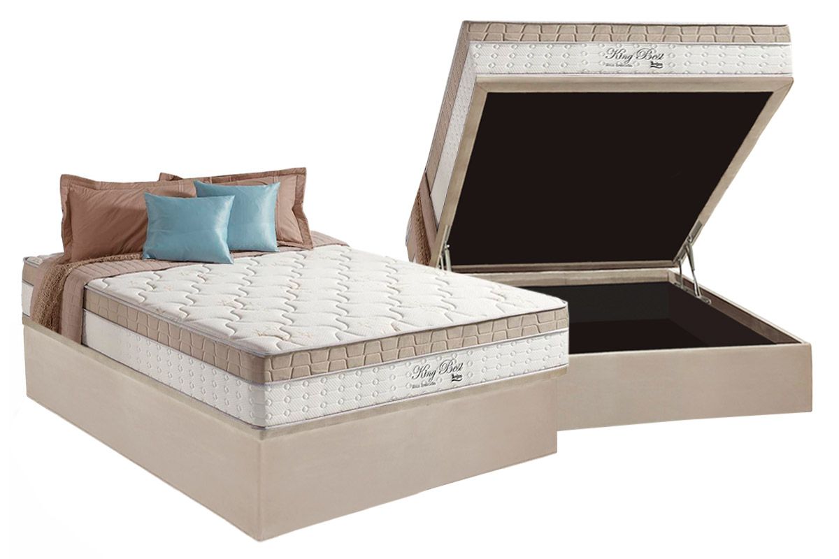 Cama Box Baú CRC +Colchão Molas King Best Anjos