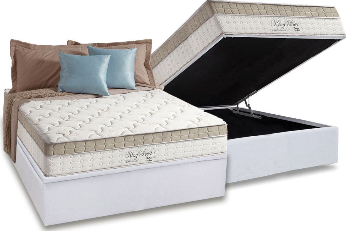 Cama Box Baú CRC +Colchão Molas King Best Anjos