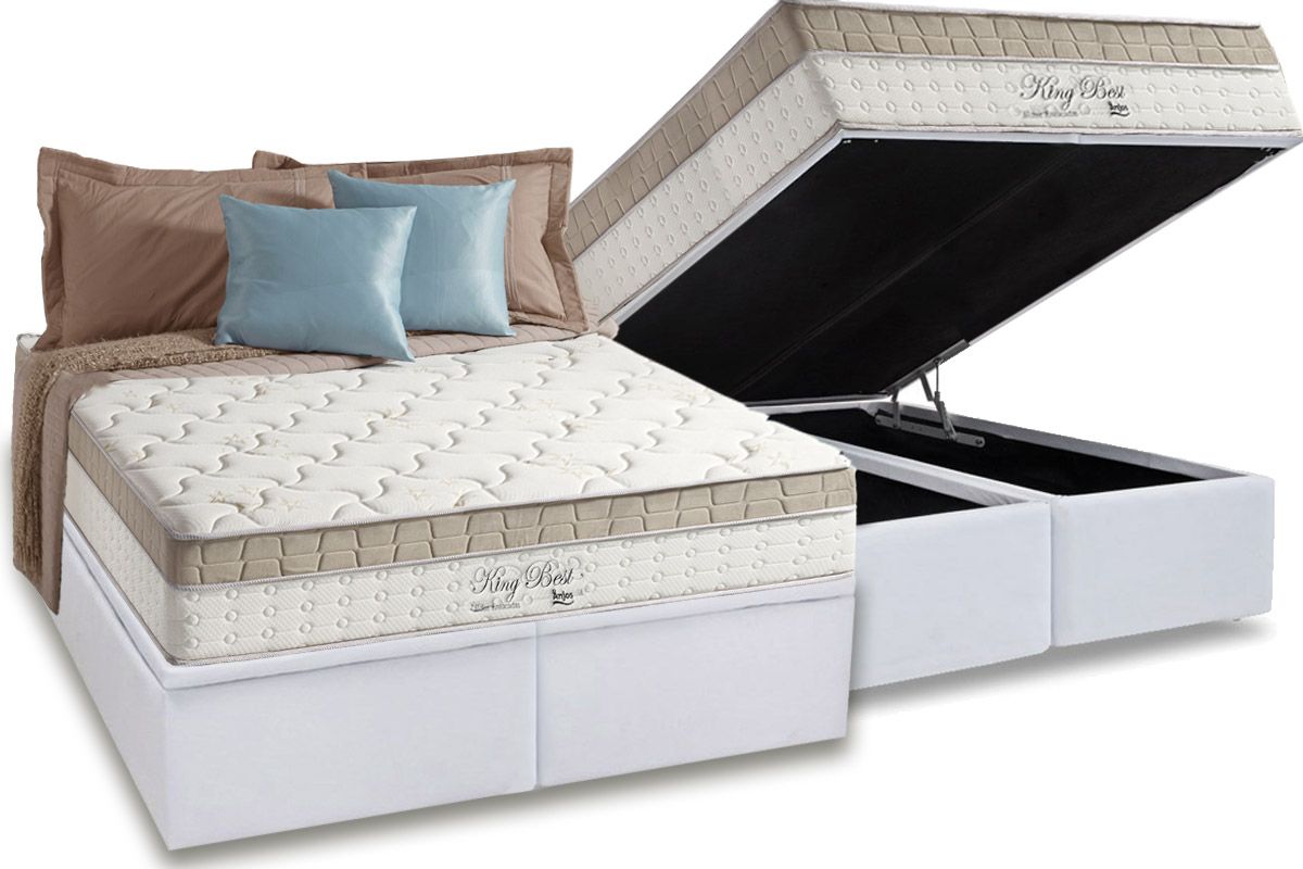 Cama Box Baú CRC +Colchão Molas King Best Anjos
