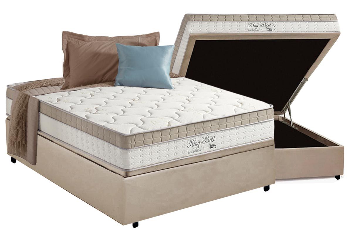 Cama Box Baú CRC +Colchão Molas King Best Anjos