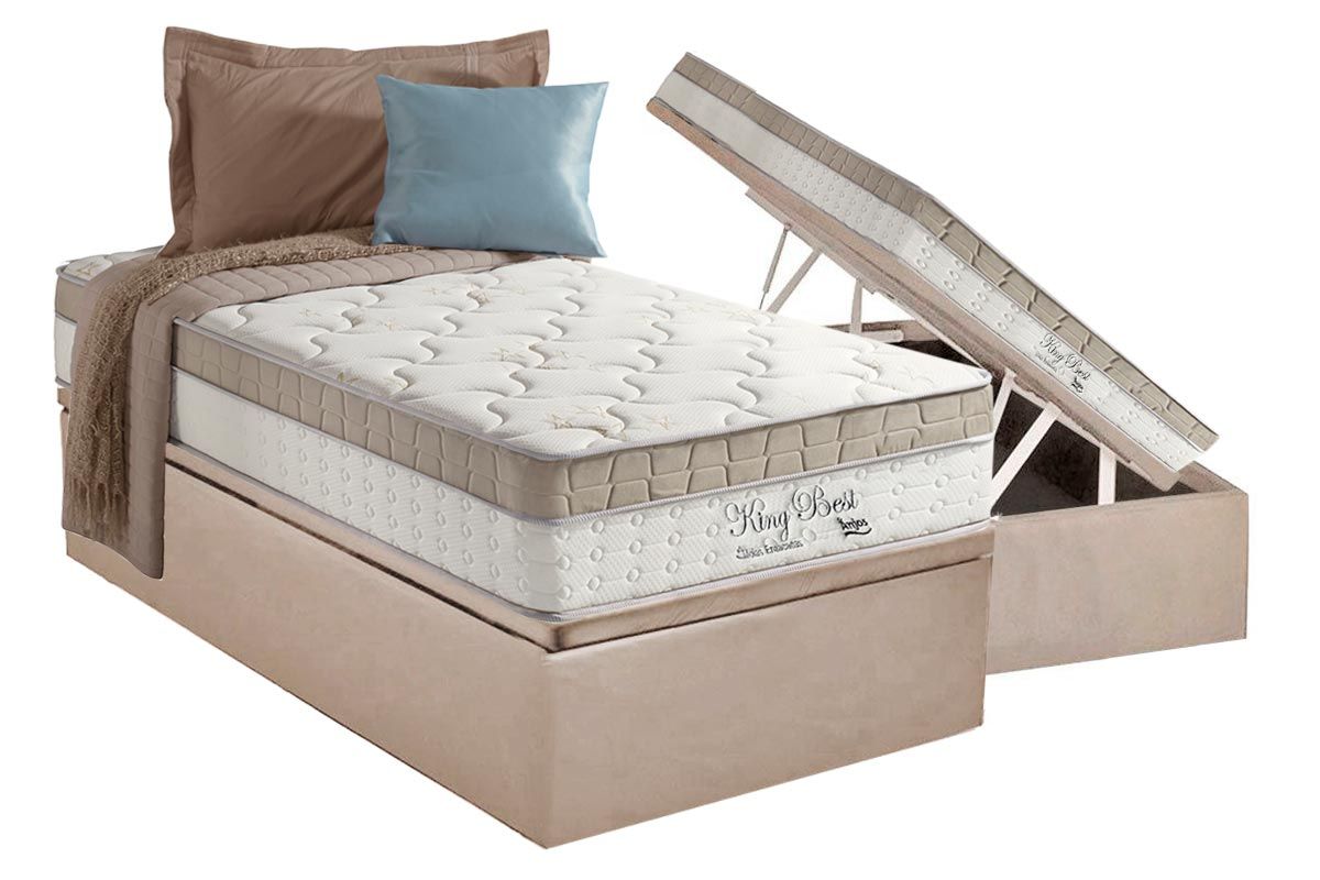 Cama Box Baú CRC +Colchão Molas King Best Anjos