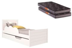Colchão Solteiro Pérola Gray Polar (2un) + Bicama Elza