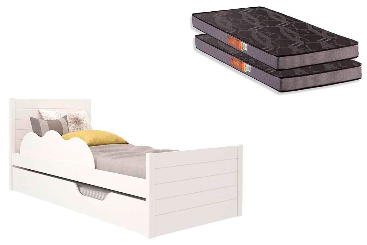 Colchão Solteiro Pérola Gray Polar (2un) + Bicama Elza