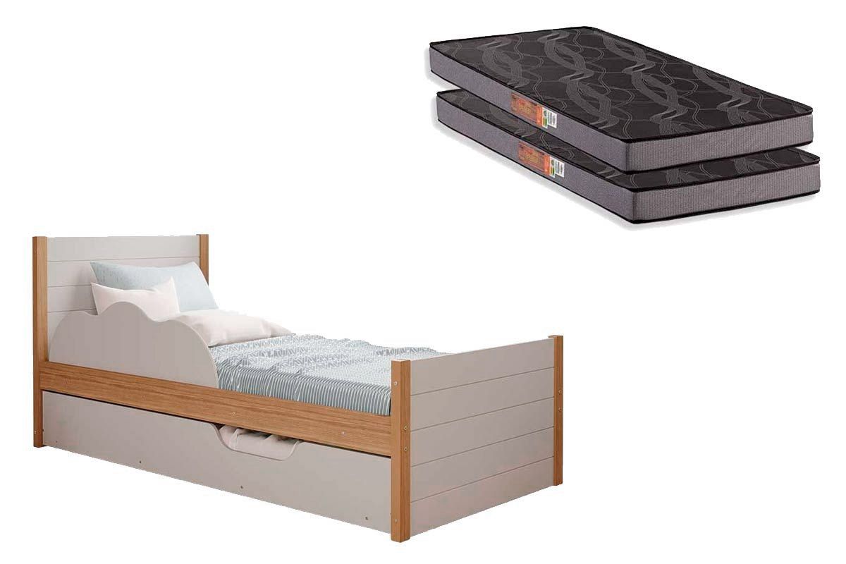 Colchão Solteiro Pérola Gray Polar (2un) + Bicama Elza