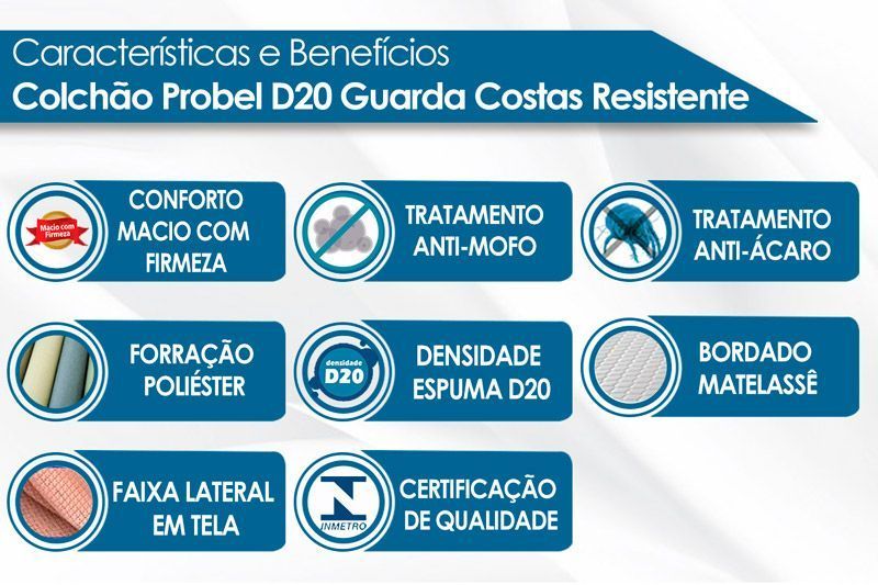 Cama Box CRC +Colchão Espuma D20 Resistente Probel