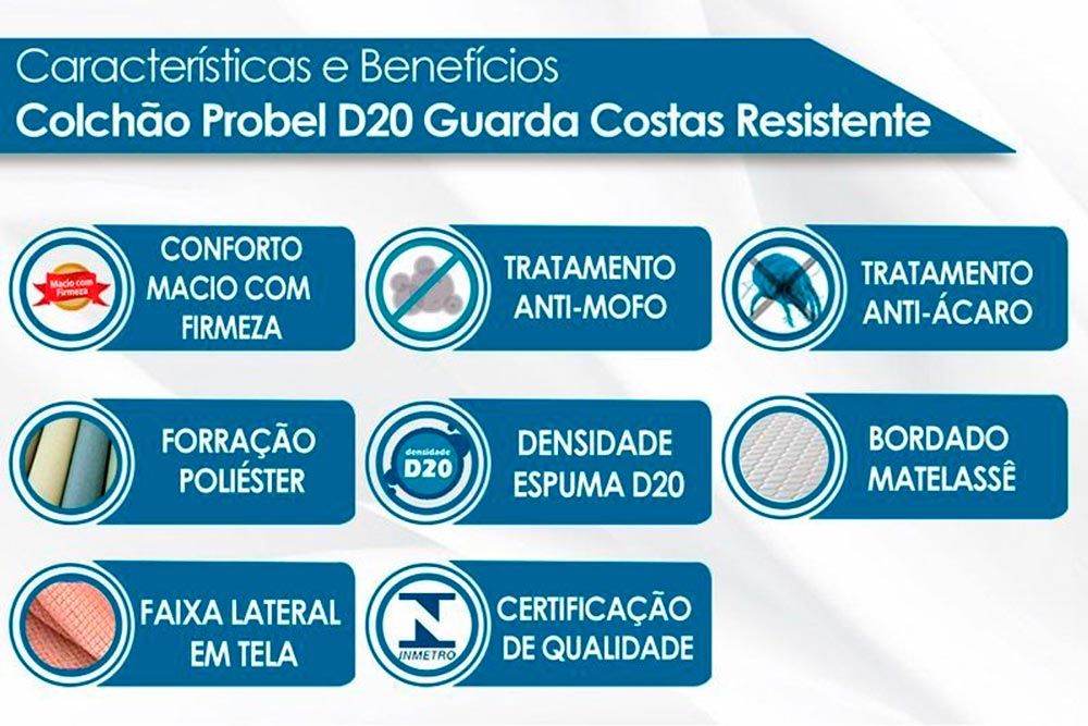 Cama Box CRC +Colchão Espuma D20 Resistente Probel
