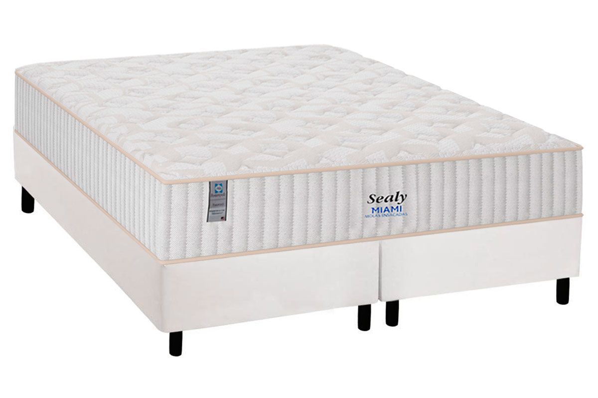 Cama Box CRC +Colchão Molas Miami Plumatex