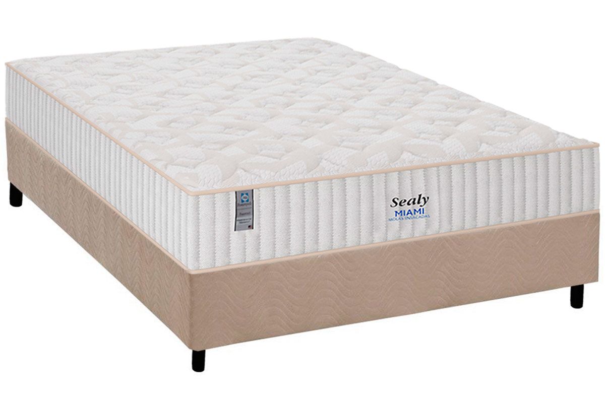 Cama Box CRC +Colchão Molas Miami Plumatex