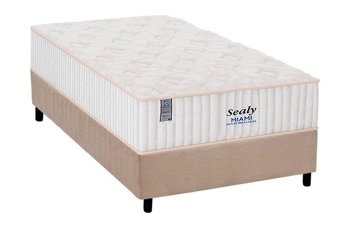 Cama Box CRC +Colchão Molas Miami Plumatex