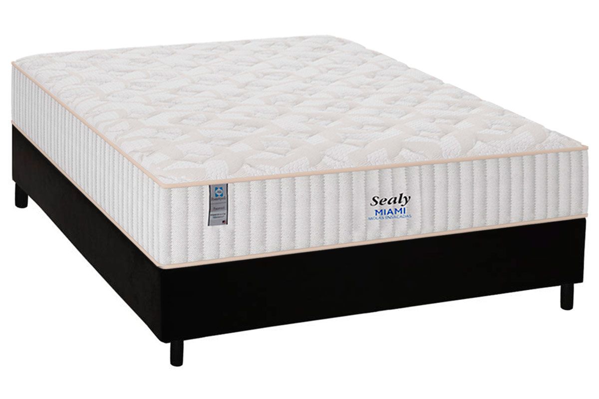 Cama Box CRC +Colchão Molas Miami Plumatex