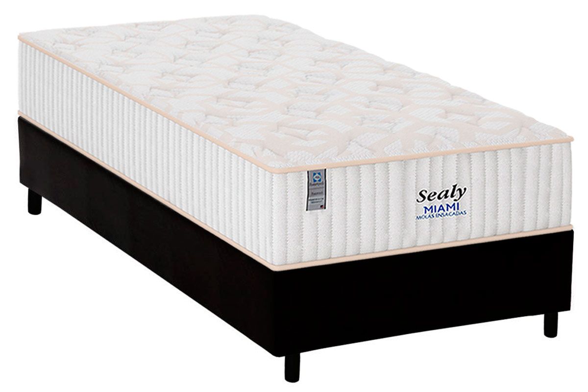 Cama Box CRC +Colchão Molas Miami Plumatex