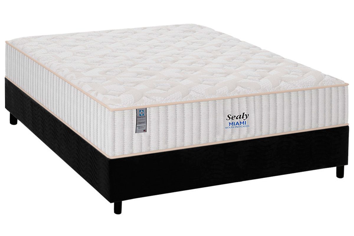 Cama Box CRC +Colchão Molas Miami Plumatex