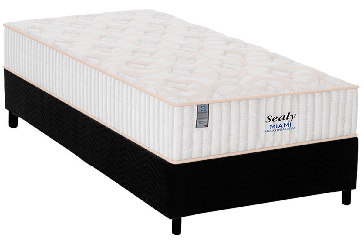 Cama Box CRC +Colchão Molas Miami Plumatex