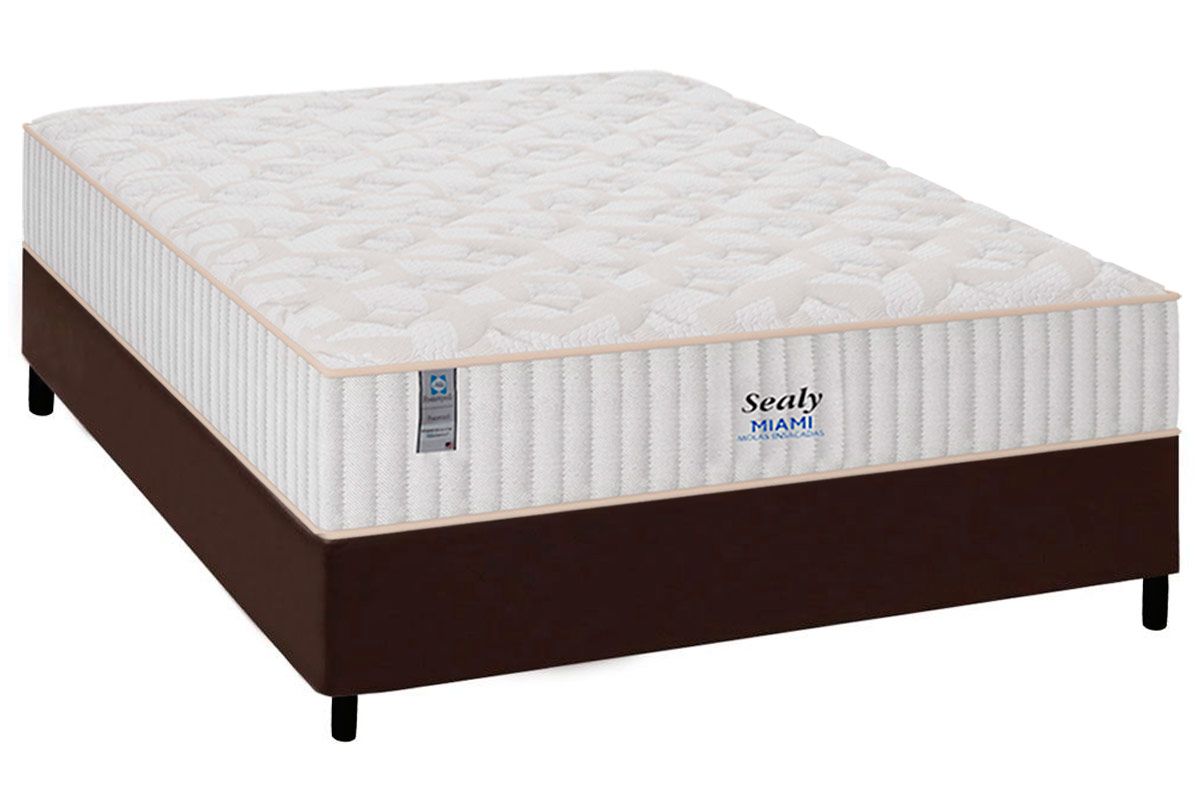 Cama Box CRC +Colchão Molas Miami Plumatex
