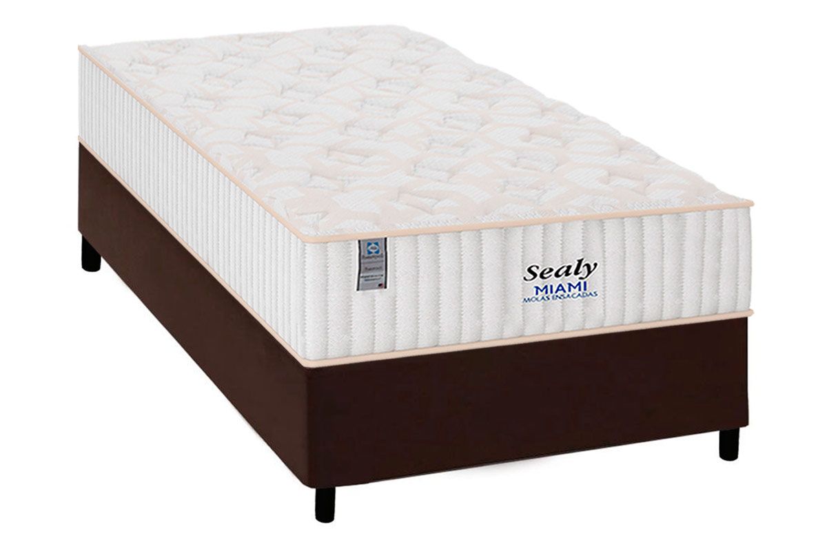 Cama Box CRC +Colchão Molas Miami Plumatex