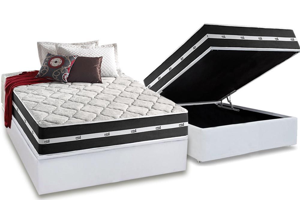 Cama Box Baú CRC +Colchão Molas Classic Anjos