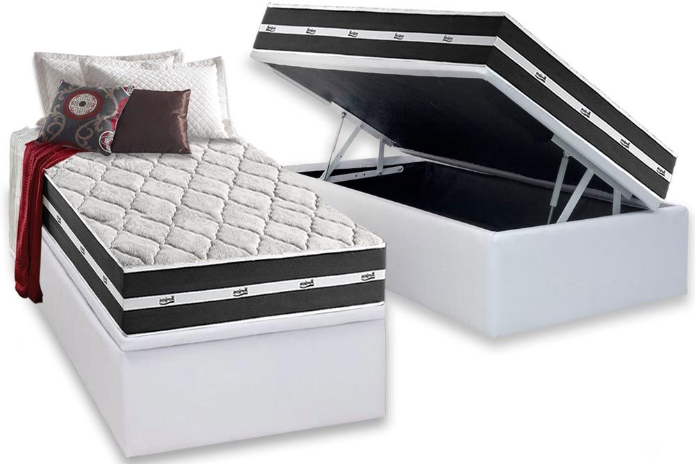 Cama Box Baú CRC +Colchão Molas Classic Anjos