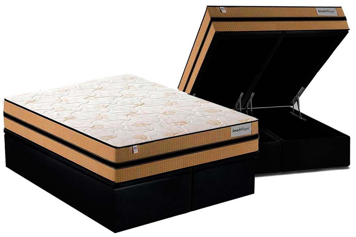 Cama Box Baú CRC +Colchão Molas Milano Plumatex