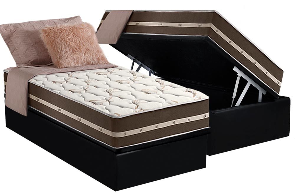 Cama Box Baú CRC +Colchão Molas Classic Anjos