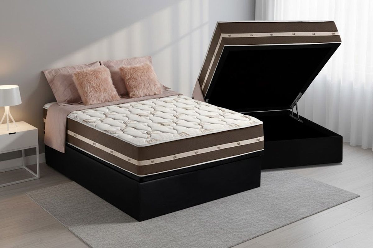 Cama Box Baú CRC +Colchão Molas Classic Anjos