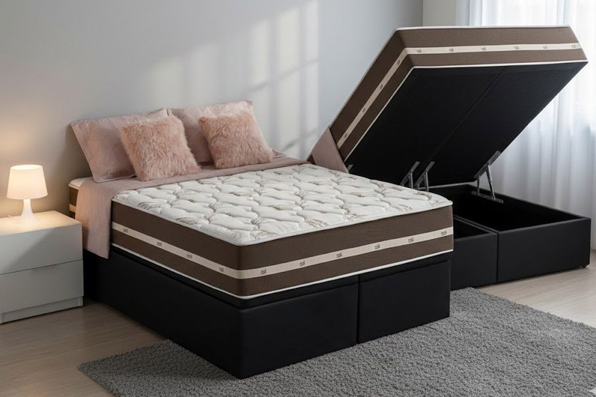 Cama Box Baú CRC +Colchão Molas Classic Anjos