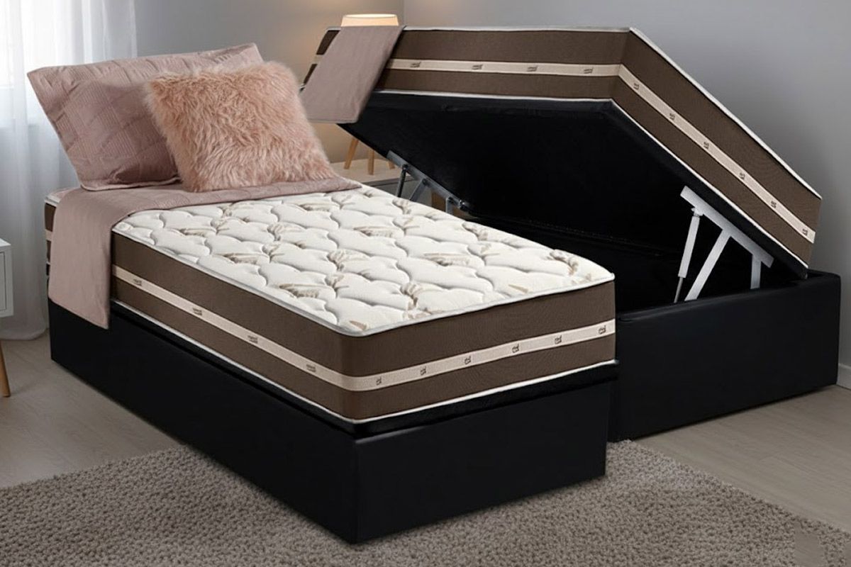 Cama Box Baú CRC +Colchão Molas Classic Anjos