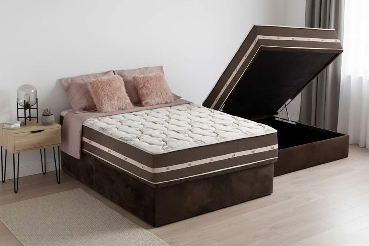 Cama Box Baú CRC +Colchão Molas Classic Anjos