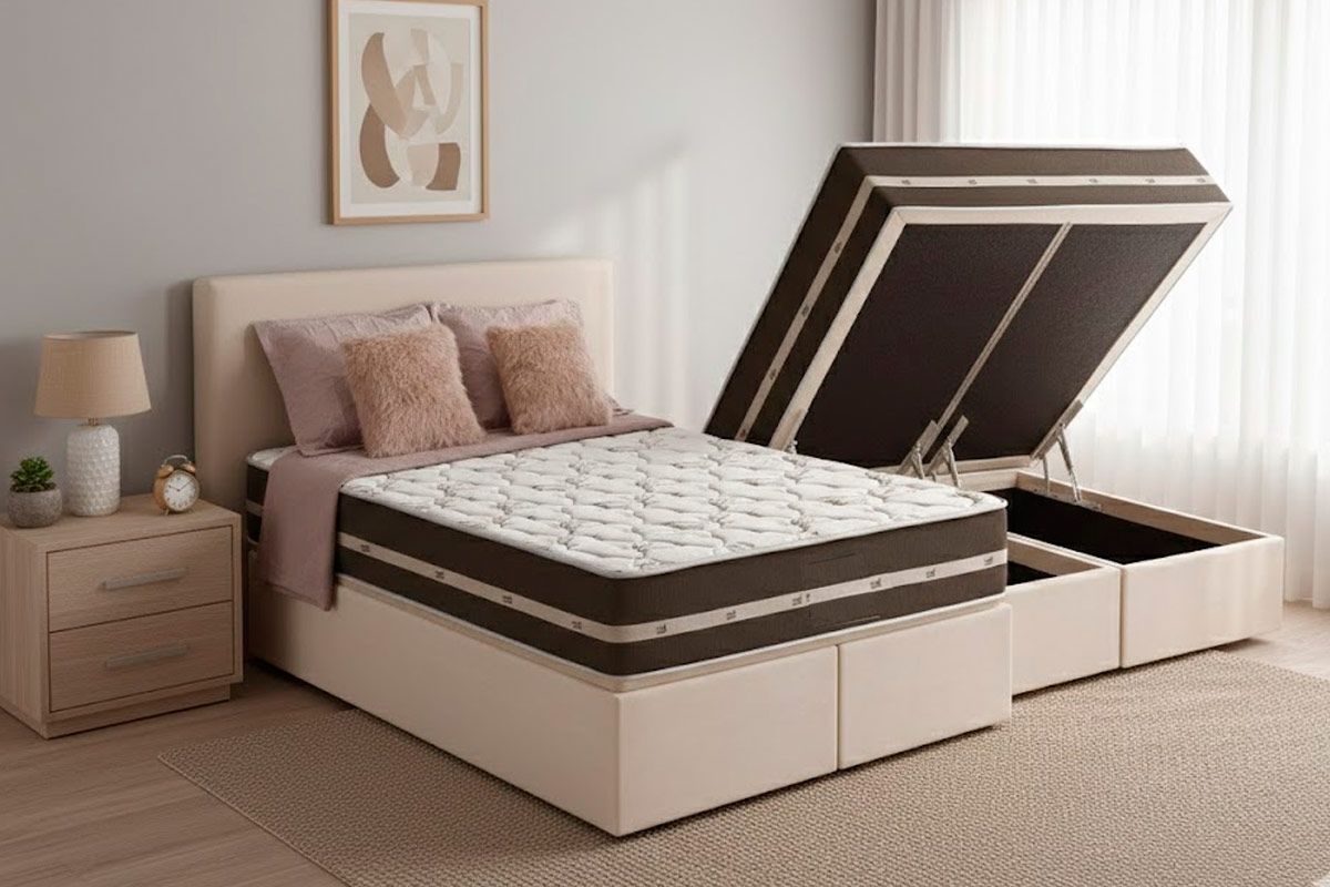 Cama Box Baú CRC +Colchão Molas Classic Anjos